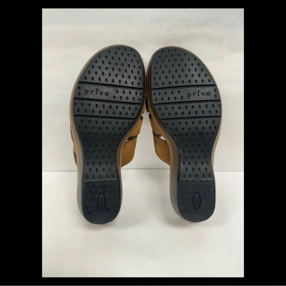 Clarks Privo‎ multi taupe brown wedge sandal size 8
